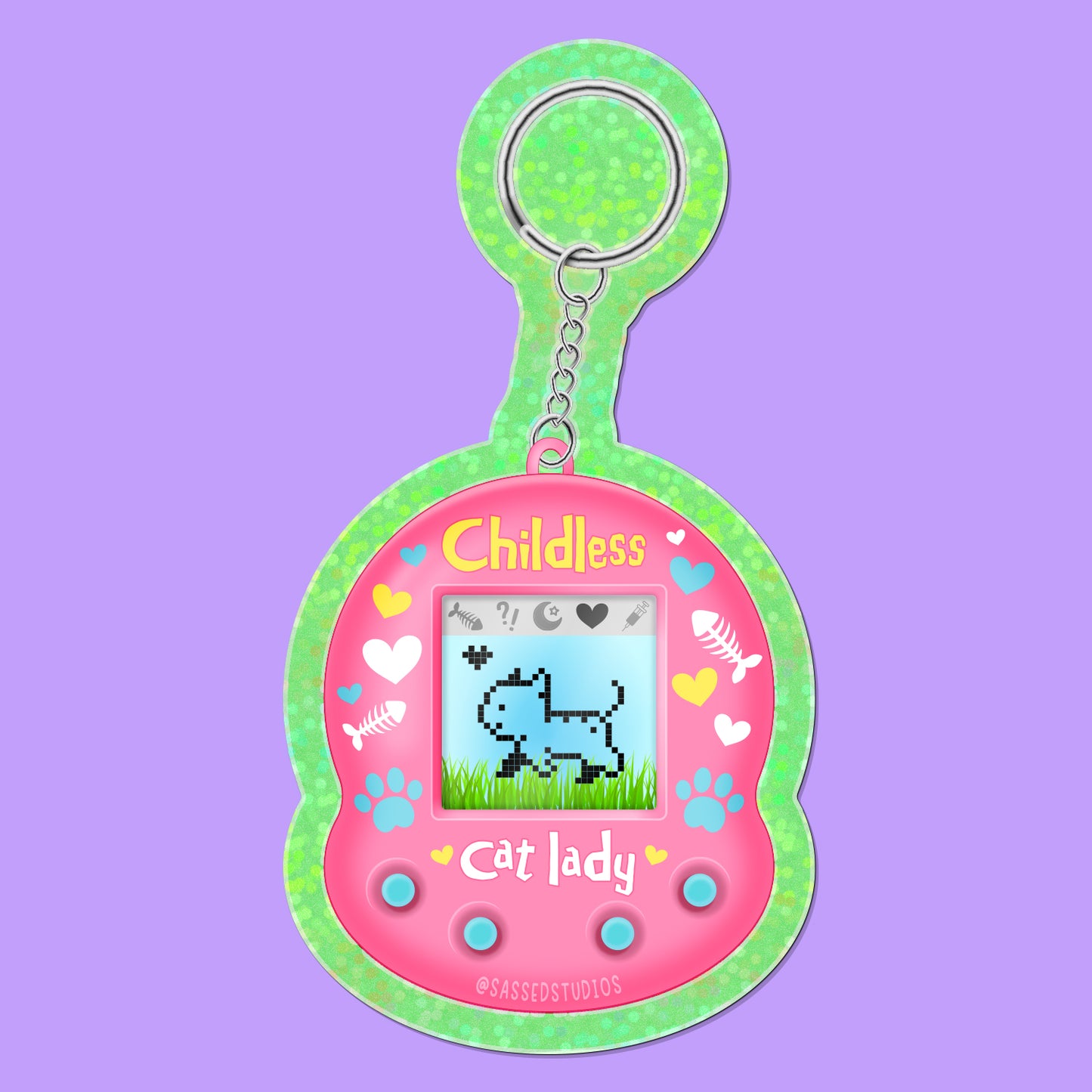 Childless Cat Lady Virtual Pet Glitter Sticker