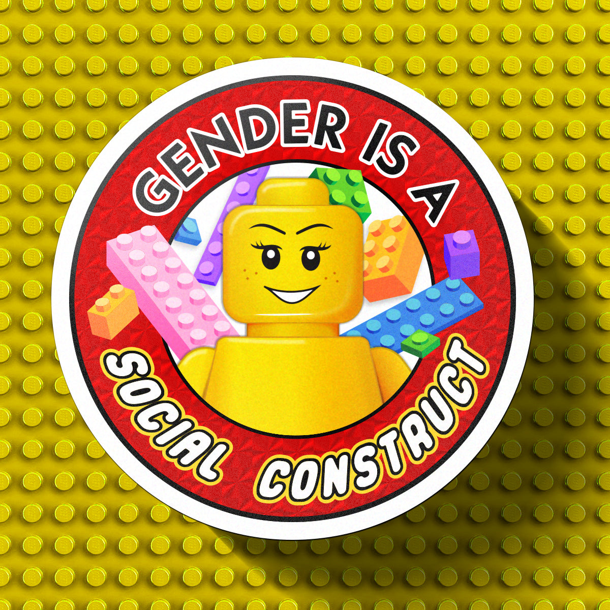 Gender is a Social Construct Plastic Bricks Prism Effect Sticker