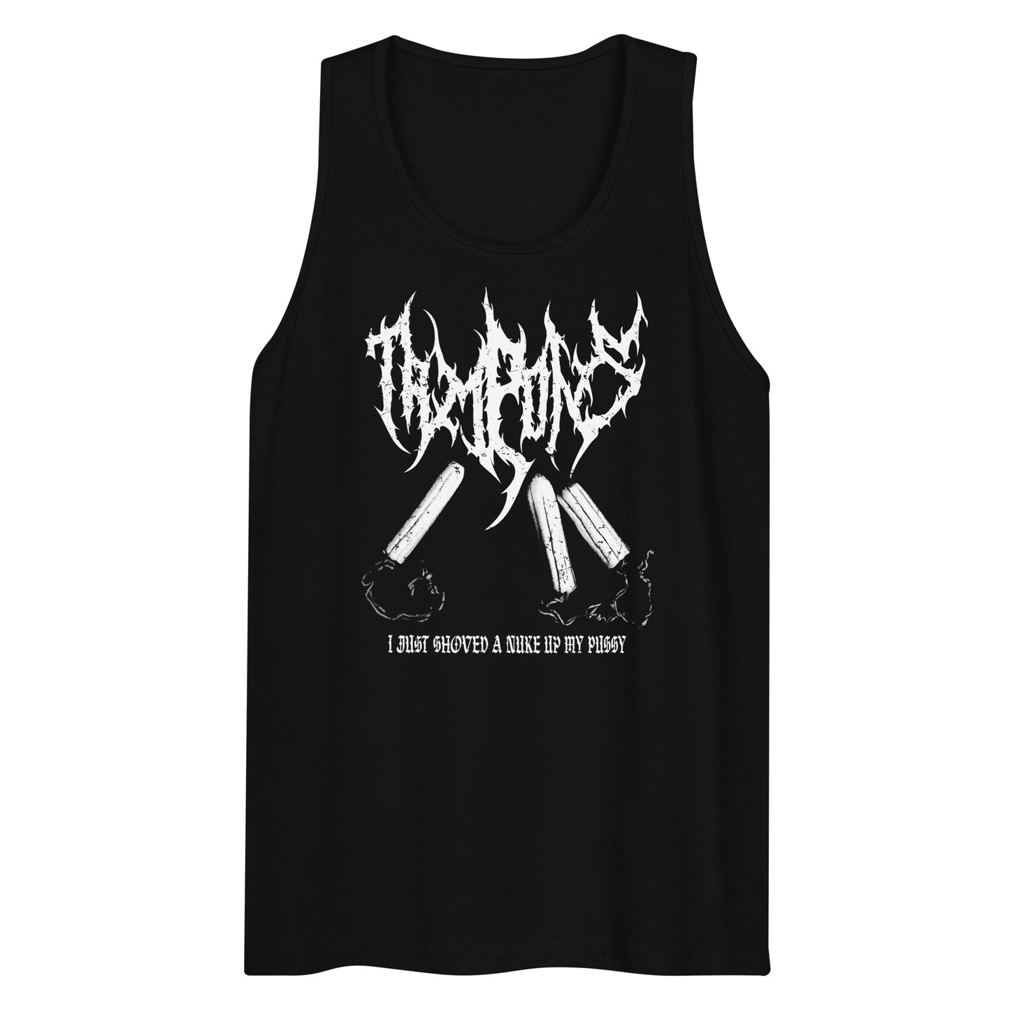 Black Metal Tampon Tank Top - White On Black