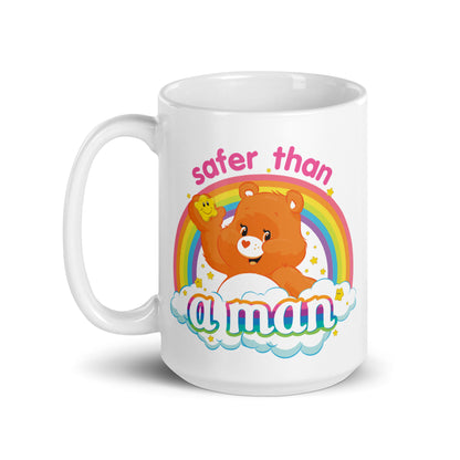 Safer Than a Man Feminist Bear Coffee Mug